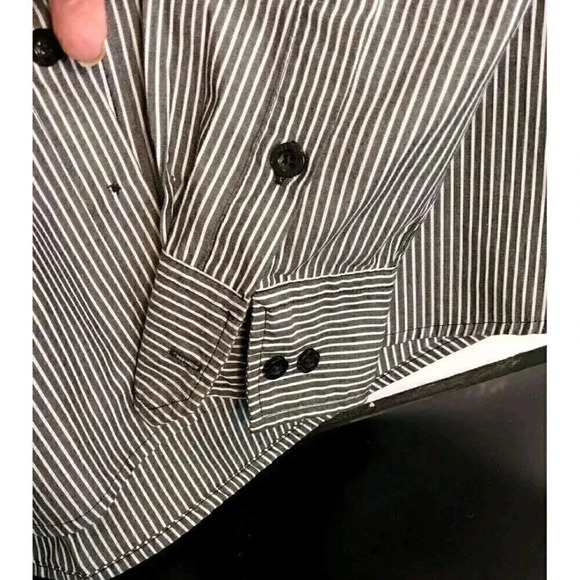 "SOUTHPOLE" VTG Men's Button Down Long Sleeve Black/ White Strip Mens Size Large - Picture 5 of 7